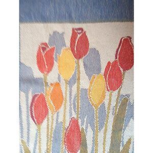 Vintage Ekelund Master Weavers Sweden blue tulip hand woven table runner 56X14